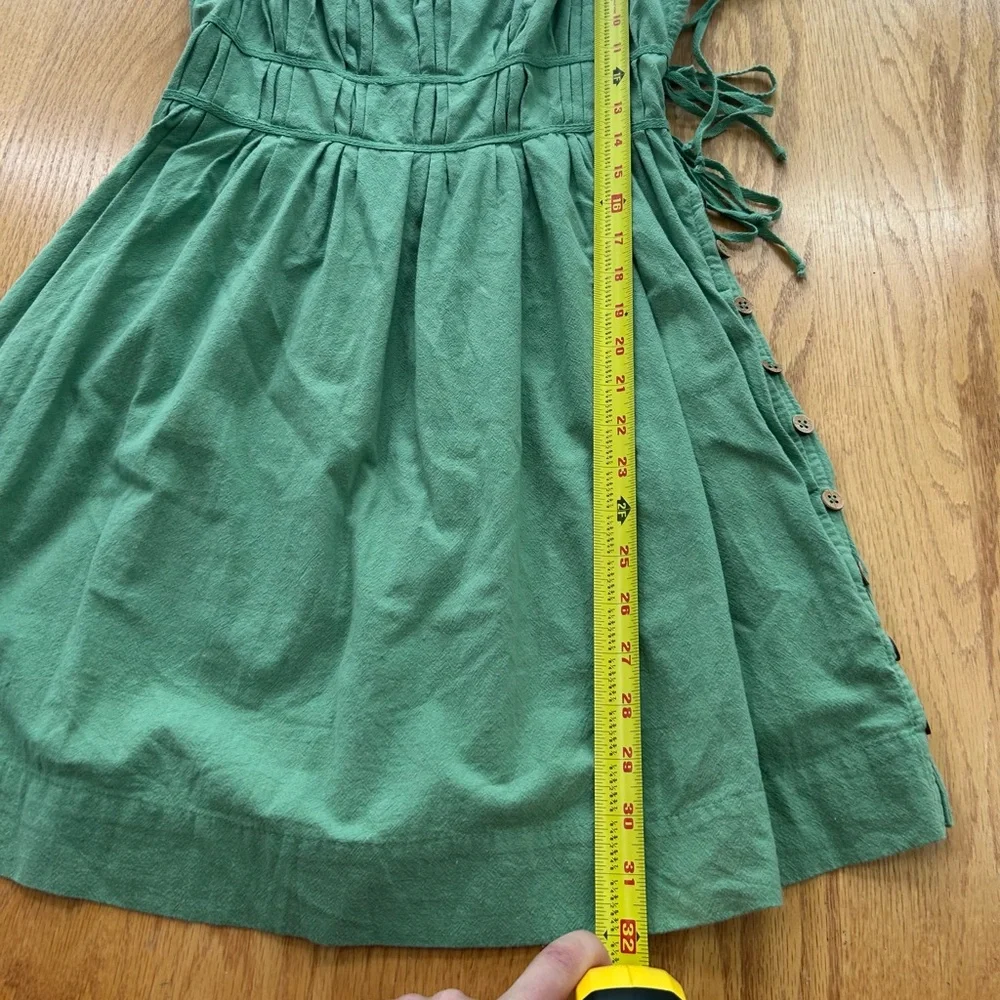 Free People Green Cotton Sundress Women’s‎ Small Ruffle Strap Button Side Boho